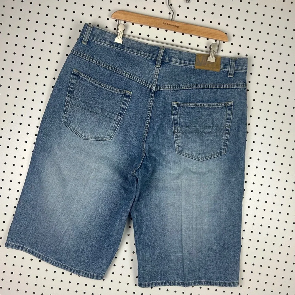 Vibes Jeanetics Denim Shorts Sz 40 Blue Baggy‎ Y2K Hip Hop Skater Light Wash 90s